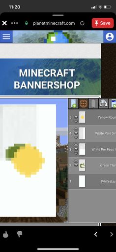 an image of a minecraft banner on a cell phone with the text minecraft bannershop