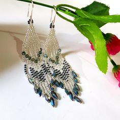 Wedding Long Fringe Earrings.Silvery And White Color. Silver blue Crystals Earrings. Sparkling, Gentle Seed Beads, Indian Jewelry. Beautiful Gift For Women. Gradient long fringe bead tassel earrings . Gradient bead Waterfall earrings.Boho style Seed Beads earrings.Long dangle earrings. Beautiful, Elegant Earrings .A beautiful Christmas gift for women and girlfriend. These are long but not heavy earrings. Length of earrings 12cm (4 inches). Width of earrings 0.78 inches. To create these earrings Bead Tassel Earrings, Seed Beads Earrings, Waterfall Earrings, Crystals Earrings, Blue Crystal Earrings, Heavy Earrings, Beaded Tassel Earrings, Jewelry Beautiful, Long Fringe