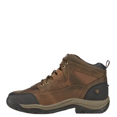 A new take on the original endurance boot. Built to perform from work to the saddle, the Terrain Wide Square Toe will get you through your hardest day in comfort. Steel toe is ASTM F2413-11 M I/75 C/75 EH ratedATS® technology for stability and all-day comfortFull-grain leather and Cordura® upperMoisture-wicking liningPopular wide square toe profileEVA midsole for lightweight shock absorption and cushioningDuratread™ outsole provides maximum wear resistance and flexibility\nTerrain Wide Square To Slip-resistant Walking Boots With Round Toe, Leather Work Boots Impact Resistant For Outdoor Work, Functional Leather Lace-up Work Boots, Impact Resistant Leather Lace-up Hiking Boots, Rugged Leather Work Boots With Impact Resistance, Rugged Slip-resistant Hiking Boots With Round Toe, Rugged Impact-resistant Snip Toe Hiking Boots, Functional Brown Lace-up Boots, Impact Resistant Leather Lace-up Work Boots