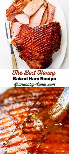 the best honey baked ham recipe is in this photo and it's ready to be eaten