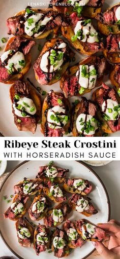 the recipe for ribeye steak crostini with horseradish sauce