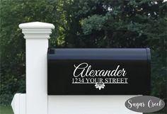 a mailbox with the name alexandria street on it