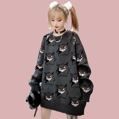 Pokemon fans are here! Harajuku , Egirl , Kawaii , Grunge ... We are sure that you can wear whatever your style is and create beautiful combinations with Pokemon Gengar Sweater . What don't you give it a try? Pattern Type: Cartoon Material: Spandex Thickness: Standard Color: Black Style: Harajuku, Anime, Pokemon Size (cm) Bust Length Sleeve M 130 73 74 L 134 75 75 XL 138 77 76 XXL 142 79 77 Size (inch) Bust Length Sleeve M 51,18 28,74 29,13 L 52,75 29,52 29,52 XL 54,33 30,31 29,92 XXL 55,90 31,1 Harajuku Fashion Kawaii, Oversized Knitted Jumper, Kawaii Sweater, Estilo Harajuku, Pokemon Clothes, Y2k Aesthetic Fashion, Aesthetic Clothing Stores, Harajuku Outfits, Short T Shirt