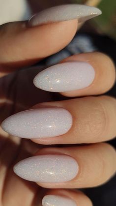 Classy Acrylic Nails, Almond Acrylic Nails, Sparkle Nails, Oval Nails, Pretty Acrylic Nails