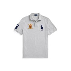 An American style standard since 1972 the Polo shirt has been imitated but never matched. Over the decades Ralph Lauren has reimagined his signature style in a wide array of colors and fits yet all retain the quality and attention to detail of the iconic original. This version is made with our highly breathable cotton mesh and features our Big Pony a crest and a “3” appliqué—the number typically worn by a polo team’s strongest player. Fitted Short Sleeve Shirt With Embroidered Logo, Classic Ralph Lauren Tops With Spread Collar, Classic Collared Top With Graphic Print, Classic Fitted Polo Shirt With Graphic Print, Classic Ralph Lauren Collared Tops, Classic Collared Ralph Lauren Tops, Classic Ralph Lauren Top With Spread Collar, Classic Cotton Shirt With Embroidered Logo, Classic Ralph Lauren Spread Collar Top