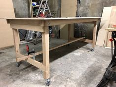 the workbench is being built and ready to be worked on by someone else