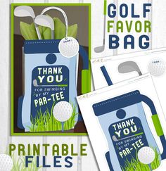 the golf bag is shown with thank you for swinging by my tee printables