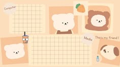 there is a grid with pictures of bears on it