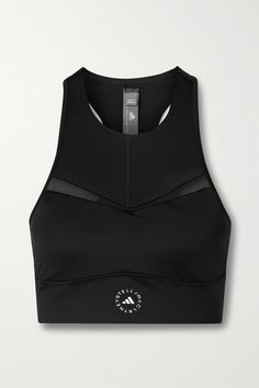 From the mesh trims to the perforations along the racerback, adidas by Stella McCartney's 'TruePurpose' sports bra is thoughtfully designed to keep you cool during intense workouts. It's made from stretch recycled fabric infused with the label's HEAT.RDY technology for a moisture-wicking effect and has removable padding for light support. Stella Mccartney Tennis, Activewear Trends, Adidas Sports Bra, Stella Mc, Stella Mccartney Adidas, Black Sports Bra, Intense Workout, Bra Lingerie, Black Media