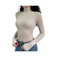 A fitted bodysuit reigns supreme in the world of tops. 35% Cotton, 60% Polyester, 5% Spandex Good Stretch, Soft Fabric High-Neck Design Slim-Fit Silhouette Long Sleeves Colors: Black, Grey, White, Brown, Ivory Sizes: S to L Gender: Female Age: Adult Brand Name: NoEnName_Null Product ID: CJNSSYMY02746 Note: All sizes are smaller than regular European and American sizes. Choose the larger size if your size is between two sizes. Please allow 2-3cm differences due to manual measurement *CM to INCH c Winter Bodycon Tops, Chic High Neck Bodycon Top, Trendy Ribbed Bodycon Top, Winter V-neck Elastane Top, Trendy Long Sleeve Bodycon Top, Solid Color Elastane Bodysuit For Fall, Trendy Bodycon Long Sleeve Tops, Ribbed Stretch Bodysuit For Fall, Fall Elastane Bodysuit