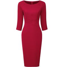 This dress can be a perfect addition to almost any outfit from formal to daily wear, great for work, meetings, offices, businesses, work, parties, cocktails, weddings, casual, everyday dressing, etc. Keep your look elegant and stylish in summer weather with this sheath dress from Hobemty, featuring a hidden zipper at the front and cross waist-lined for a sheath fit. Pair with a delicate necklace and heels for a chic office look. Comfortable and classic, this sheath Pencil dress is perfect on its Dresses Dark Red, Work Parties, Zipper Neck, Work Meetings, Pencil Dresses, Womens Office, Midi Pencil Dress, Summer Weather, Chic Office