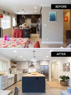 before and after pictures of a kitchen remodel