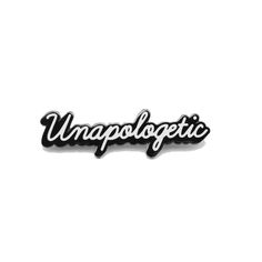 the word unapolgeic is shown in black and white on a white background