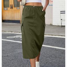 The Brand Is Ummo? New Never Worn And Runs Small For Xxl. Casual Fitted Cargo Skirt With Elastic Waistband, Casual Khaki Cargo Skirt For Spring, Casual Khaki Skirt With Pockets, Casual Khaki Skirt With Side Pockets, Casual Cargo Skirt With Pockets, Casual Green Skirt With Pockets, Casual Baggy Skirt, Casual Lined Khaki Skirt, Casual Khaki Lined Skirt