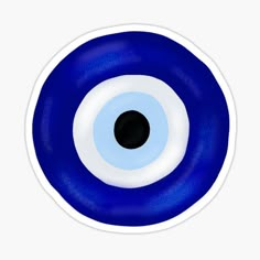 an eyeball with blue and white colors on it's center is seen in this image