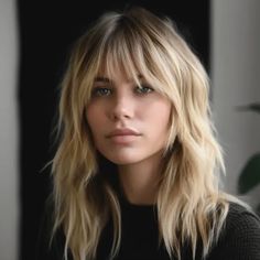 Shag Haircut With Fringe Bangs, Lob With Heavy Bangs, Shag Fine Straight Hair, Long Bangs With Medium Hair Straight, Curtain Fringe Medium Hair, Fringe Layered Haircut, Different Fringe Styles, Fringe Hairstyles 2024, Fringe Bangs 2024