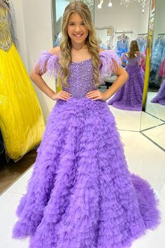 Purple Beaded Cold-Shoulder Ruffle Long Girl Pageant Dress Purple Evening Dress For Pageant And Prom Season, Purple Evening Dress For Pageant During Prom Season, Purple Evening Dress For Prom Season And Pageants, Pageant Dresses For Teens, Teen Pageant, Girls Pageant Dresses, Purple Beaded, Pageant Gowns, Pageant Dress