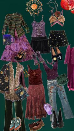 Whismigoth Clothes, Dark Colorful Outfits, Purple And Green Outfit Ideas, Whimsigoth Outfit Board, Bayou Aesthetic Outfit, Lace Slip Outfit, Whimsigoth Club Outfit, Whimsigoth Style Outfits, Colorful Clothing Style