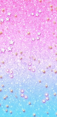 an abstract background with stars and glitters in pink, blue, and yellow colors