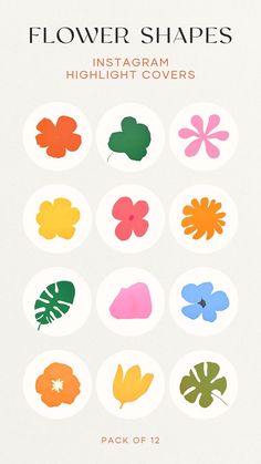 the flower shapes are shown in different colors