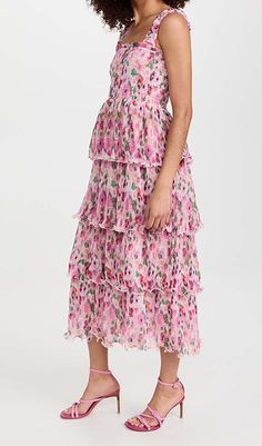 This flirty floral midi dress has all the girly vibes! Features tiers of appliquéd fabric, sweet pink hue, & fluttery sleeves. Perfect for brunch dates & parties! Gentle Dry Clean Only Colour may vary due to lighting on images. The product images (without model) are closest to the true colour of the product.Item runs true to size chart and is cut to suit our size chart. Please refer to our size chart for the best fit. Do not size up or down.