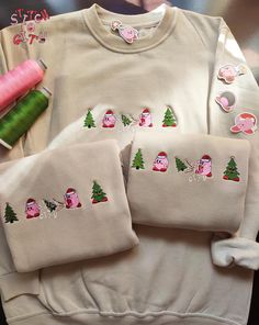 Inspired Xmas cute character. Embroidered Xmas Inspired, embroidered Sweatshirt, embroidered Hoodie Unisex size for adults. Unisex size with variable sizes from XS to 3XL. Embroidery Christmas Sweatshirt, Cute Custom Embroidery Sweatshirt For Winter, Cute Winter Sweatshirt With Custom Embroidery, Christmas Hoodies Design, Christmas Sweatshirt Ideas, Embroidery Tshirt, Embroidery Hoodie, Embroidered Christmas, Christmas Crewneck