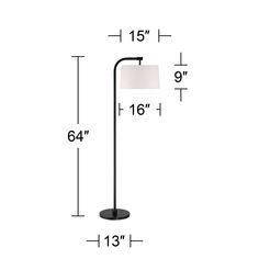 a floor lamp with measurements for the base