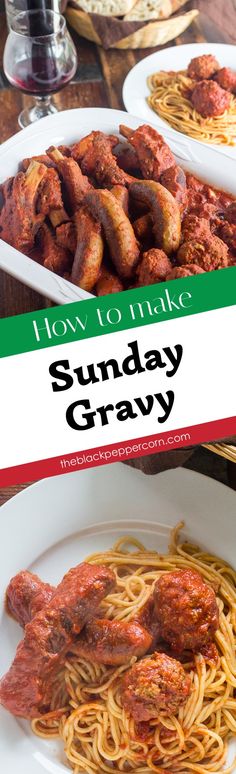 the cover of how to make sunday gravy, with spaghetti and meat in it