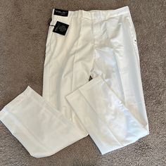 New With Tags! Rlx Ralph Lauren Golf Pants, Size 33/32 White Fitted Straight Leg Work Pants, White Straight Leg Dress Pants With Pockets, Fitted White Pants With Welt Pockets, Classic Fitted White Chinos, White Fitted Classic Chinos, Classic White Full-length Bottoms, Fitted Classic White Chinos, Classic White Full Length Bottoms, Classic White Straight Leg Work Pants