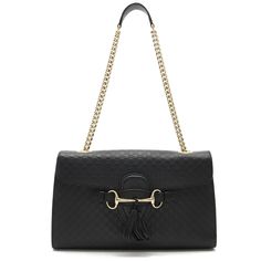 Gucci Micro Guccisima Emily Shoulder Bag Leather Black W29.5cm H18cm D7cm Shoulder Length Approx. 60cm (Not Adjustable) Chain Fringe, Gucci Model, Gucci Models, Bag Chain, Shoulder Bag Black, Chain Bag, Tassel Fringe, Gucci Bags, Chain Bags