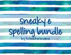 the words sneaky e spelling freebie written in blue and green watercolors