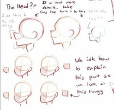 the drawing shows how to draw different shapes and sizes for each character's head