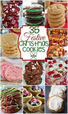 christmas cookies and desserts are featured in this collage