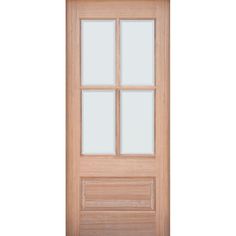 a wooden door with glass panels on the side