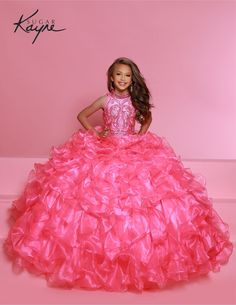 Sugar Kayne C328 Barbie Pink Girls Preteens Pageant Dress Ruffle Ball Gown, Ruffled Long Skirt, Shine Like A Diamond, Johnathan Kayne, Jasz Couture, Girls Pageant Dresses, Ball Gown Skirt, Beaded Bodice, Prom Dress Shopping