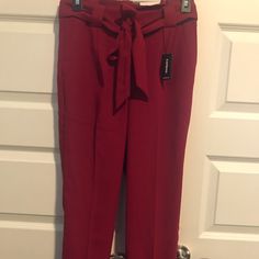 Express Pants Size 0s. Nwt Ankle High Rise. Red. Red Wide Leg Pants For Workwear In Fall, Chic Red Pants With Belt Loops, Chic Red High-waisted Dress Pants, Red Straight Dress Pants For Fall, Chic Burgundy Pants For Spring, Elegant Burgundy Pants For Spring, Red Wide Leg Bottoms For Business Casual, Burgundy Pants For Spring Workwear, Spring Burgundy Pants For Workwear