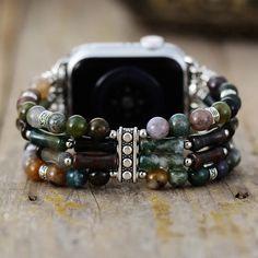 Jade Beaded Apple Watch Band Stretch Apple Smart Watch, Apple Watch Bracelet, Peaceful Vibes, Smart Watch Apple, Apple Watch Bracelets, Moon Dance, Bracelet Apple Watch, Unique Fits, The Zen