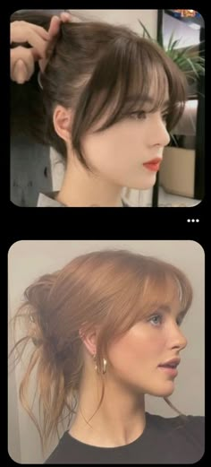 Gorgeous bangs hairstyle ideas | Trendy hairstyle ideas Curtain Bangs And Normal Bangs, Bangs You Dont Have To Style, Bangs With 90s Layers, Short Curtain Bangs With Wispy Bangs, Side Bangs For Big Forehead, Bangs That Can Be Side Swept, Olisunvia Hair, Bottleneck Curtain Bangs, Hairstyle With Short Bangs