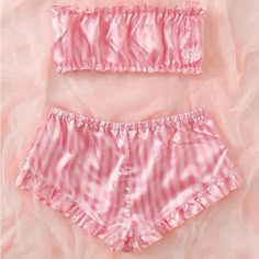 New Pj Set Size Medium Pink Plush Pajama Pants, Tube Top And Shorts, Pyjama Satin, Cute Sleepwear, Lingerie Inspiration, Pink Pajamas, Short Pj Set, Cute Lingerie, Pajama Set Women