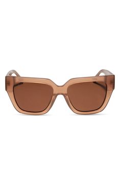 Boldly shaped, matte frames elevate the classic square design of retro sunglasses fitted with polarized CR-39 lenses. 53mm lens width; 19mm bridge width; 140mm temple length   100% UV protection   CR-39 lenses   Acetate   Imported   DIFF Eyewear participates in give-back initiatives that provide reading glasses to those in need Brown Rectangular Polarized Sunglasses, Brown Square Frame Sunglasses With Polarized Lenses, Brown Square Frame Polarized Sunglasses, Brown Square Sunglasses With Tinted Lenses, Brown Square Sunglasses With Gradient Lenses, Brown Square Frame Sunglasses, Brown Square Sunglasses With Uva Protection, Brown Tinted Sunglasses In Polycarbonate, Brown Tinted Sunglasses With Polycarbonate Lenses