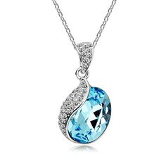 Wrapables Silver Plated Crystal Raindrop Necklace Blue Crystal Drop Necklaces, Blue Crystal Drop Necklace, Raindrop Necklace, Fashion Apron, Earring Jewelry Box, Barware Accessories, Lace Tape, Towel Crafts, Pencil Case Stationery