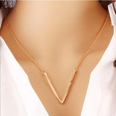 Large V Gold Plated Necklace Diamond Choker Necklace, Diamond Choker, Triangle Necklace, Infinity Necklace, Plastic Jewelry, Jewelry Choker, Online Shops, Leaf Pendant, Gold Plated Necklace