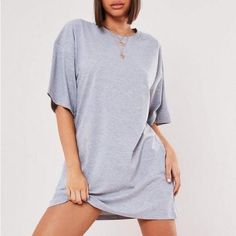 Basic Tshirt Dress Grey Us Size Us Size 4 W Gray Oversized Short Sleeve Dresses, Spring Short Sleeve T-shirt Dress In [color], Solid Color Short Sleeve T-shirt Dress For Summer, Colorful Short Sleeve T-shirt Dress For Spring, Summer T-shirt Dress With Short Sleeves, Spring Solid Color Relaxed Fit T-shirt Dress, Summer Short Sleeve T-shirt Dress, Gray Short Sleeve Casual Mini Dress, Casual Gray Short Sleeve Mini Dress