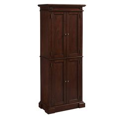 a tall wooden cabinet with two doors