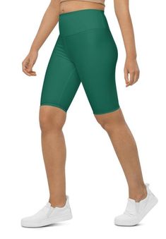 Get yourself a pair of these high-waisted, flattering biker shorts to experience true comfort and style. The versatile shorts will look stunning with all kinds of outfits—be it active or streetwear! • 82% polyester, 12% spandex • Comfortable 1″ (2.5 cm) elastic in the waistband • Double-layered waistband with a pocket in the back for a phone and keys • High-waisted fit Size guide XS S M L XL 2XL 3XL Waist (inches) 25 ¼ 26 ¾ 28 ⅜ 31 ½ 34 ⅝ 37 ¾ 41 Hips (inches) 35 ⅜ 37 38 ⅝ 41 ¾ 44 ⅞ 48 51 ⅛ XS S Green Biker Shorts, Biker Shorts Outfit, Deep Forest Green, Slim Hips, Clover Green, Shorts Womens, Yoga Capris, Deep Forest, Of Outfits