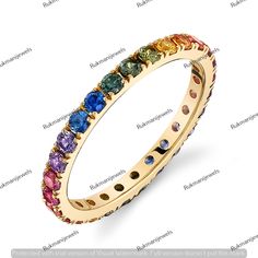 Rainbow band ring, Dainty ring, Multicolor ring, Delicate ring, Tiny ring, Birthstone ring, Rainbow ring gold, Wedding Ring Anniversary Gift ----------------------------------------------------------------------------------------------------------------------- ITEM DESCRIPTION : ITEM : RING METAL : 925 STERLING SILVER PLATING : ROSE GOLD / GOLD / SILVER / WHITE / YELLOW GEMSTONE : MULTI SAPPHIRE CREATION : LAB CREATED SIZE : 2.5 MM SHAPE : ROUND SETTING TYPE : PAVE FINISHING : SUPER FINE RING SI Ring Gold Wedding, Ombre Rings, Rainbow Band, Rainbow Ring, Rainbow Sapphires, Rainbow Rings, Tiny Rings, Zierlicher Ring, Multi Sapphire