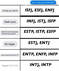 Can I Copy Your Homework, Mbti Funny, Text Responses, Mbti Charts, Mbti Type, Intj T