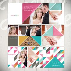 the wedding album is designed to look like it has many different photos and words on it