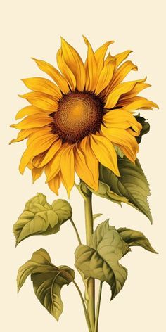 Sunflower Vintage Illustration, Minimalist Flower Drawing, Wild Sunflowers, Vintage Floral Painting, Sunflower Artwork, Sunflower Illustration, Sunflower Art Print, Sunflower Drawing, Vintage Sunflower