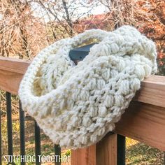 chunky crochet infinity scarf on deck railing Chunky Infinity Scarf Crochet, Infinity Scarf Crochet Pattern, Yarn Stitches, Neutral Scarf, Infinity Scarf Crochet, Chunky Crochet Scarf, Super Scarf, Blue Crayon, Chunky Infinity Scarves